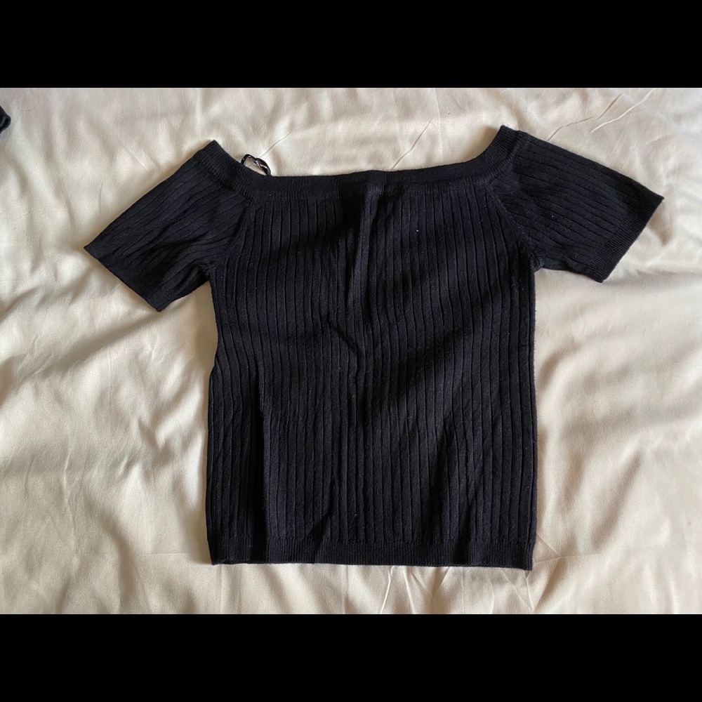 Black off the shoulder crop top